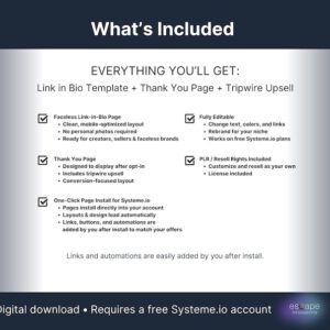 Systeme.io Sales Funnel Template – Link in Bio Page for Digital Products – Editable – PLR Included
