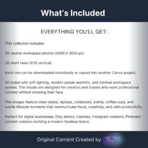 Faceless Reels & Image Pack | Purple Workspace Photos + Reels | Instagram, TikTok I Modern Creative Brand Aesthetic | PLR