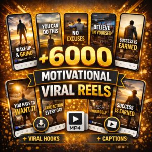 6000+ Motivational Reels Video Bundle PLR MRR Viral Inspirational Videos for TikTok Instagram YouTube Digital Marketing, Short