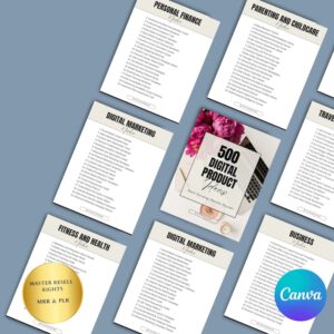 500 Passive Income Digital Product Ideas: MRR PLR Canva Templates