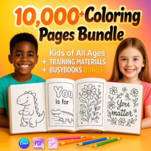 10k+ Kids Coloring Pages Bundle | Printable Sheets with PLR & MRR Rights + Bonus