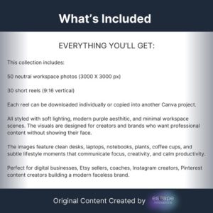 Faceless Reels & Image Pack | Purple Workspace Photos + Reels | Instagram, TikTok I Modern Creative Brand Aesthetic | PLR