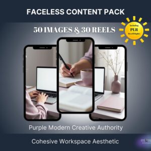 Faceless Reels & Image Pack | Purple Workspace Photos + Reels | Instagram, TikTok I Modern Creative Brand Aesthetic | PLR