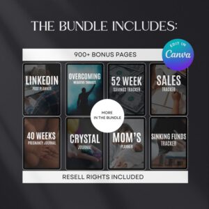 7500 Digital Planner Pages Bundle PLR MRR Editable Canva Templates w/ Resell Rights Business Sport Fitness Wellness Mindset Plr Planners