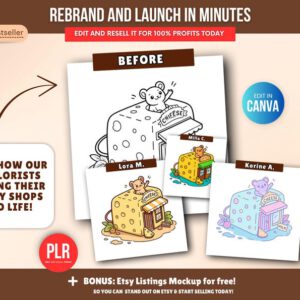 Libro para colorear de 150 páginas sobre tienditas (PLR), plantilla editable de Canva, derechos de reventa (PLR), paquete de páginas para colorear de