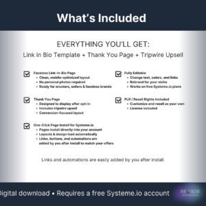 Systeme.io Sales Funnel Template – Link in Bio Page for Digital Products – Editable – PLR Included