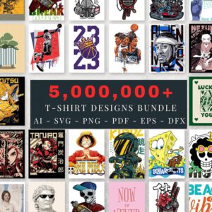 5M+ T-Shirt Design Bundle png ai svg | Streetwear, Hip Hop, Anime T-Shirt Graphics | Apparel Print Files Plr Mrr License Instant Download