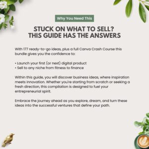 Digital Product Ideas Guide PLR Canva | 177 Ideas to Sell Online for Passive Income, Side Hustles & Small Business