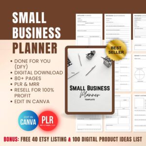 Small Business Planner: Canva Template with PLR + MRR (Digital Download)