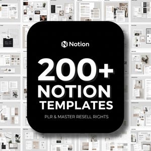 200+ Notion Templates Bundle | Life Planner, Finance, Productivity (PLR & MRR Rights)