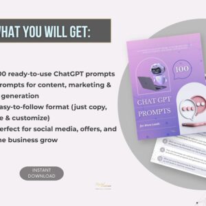 100 ChatGPT Prompts for More Leads | AI Marketing Prompts | PLR | MRR | Social Media Growth | Digital Product for Entrepreneurs