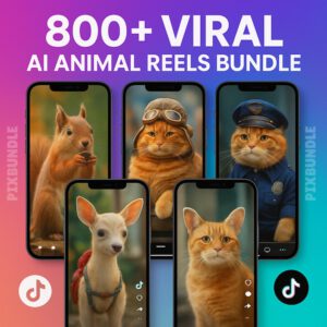 800+ Viral AI Animal Reels | Social Media Content PLR/MRR
