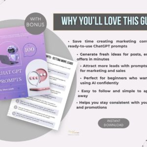 100 ChatGPT Prompts for More Leads | AI Marketing Prompts | PLR | MRR | Social Media Growth | Digital Product for Entrepreneurs