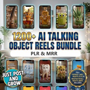 AI Talking Object Reels Bundle Viral Faceless TikTok Instagram Content PLR MRR Ready to post