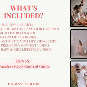 1300+ Motherhood Reels Faceless Reels, Mom Life Done For You, PLR MRR Digital Bundle Master Resell Rights, Mompreneur reel, Canva
