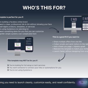 Systeme.io Sales Funnel Template – Link in Bio Page for Digital Products – Editable – PLR Included