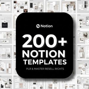 200+ Notion Templates Bundle | Life Planner, Finance, Productivity (PLR & MRR Rights)