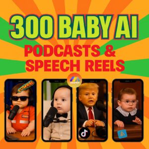 300 AI Baby Podcast Reels: Viral Social Media Shorts (PLR & MRR)