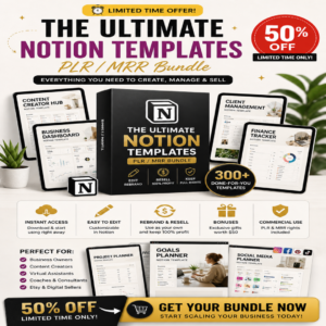 300+ Notion Templates Bundle | SMMA, Ads Swipe Files, Lead Nurture Vault, Fulfillment | Ultimate Business Notion Templates | PLR MRR Bundle