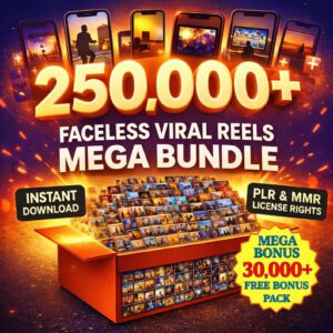 250,000+ Viral Reels PLR MRR Resell Rights Commercial Use Ultimate Content Vault Bundle