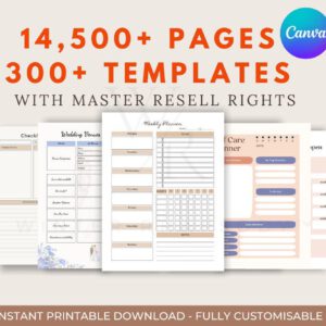 14500+ PLR Canva Templates | 350+ Editable Templates with Master Resell Rights | NEW 2026 Editable & Printable Planners, Journals, Trackers