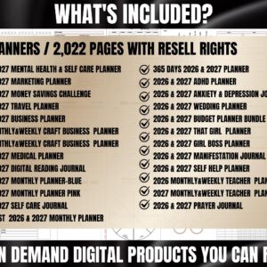 2026-2027 Digital Planner Templates Bundle: MRR PLR Canva Planners