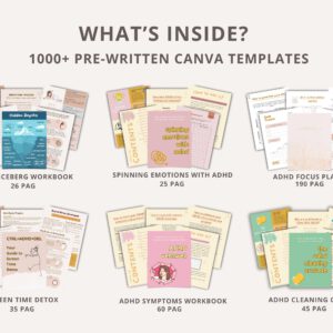 1000+ ADHD & Mental Health Canva Templates: PLR Master Resell Rights