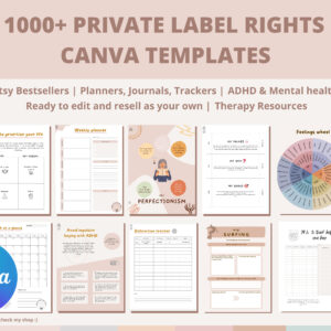 1000+ ADHD & Mental Health Canva Templates: PLR Master Resell Rights