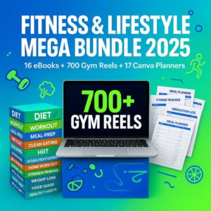 Fitness Mega Bundle | 700+ Gym Reels, eBooks, Canva Planners (PLR & MRR) (Digital Download)