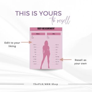 Master Resell Rights PLR Fitness Planner, PLR, MRR, Done for you printable Planner, Fitness Journal, Workout planner, for women, for girls