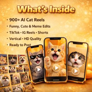 900+ Cat Reels Bundle – Funny Viral AI Cat Videos for TikTok Instagram YouTube Shorts Content Pack PLR MRR